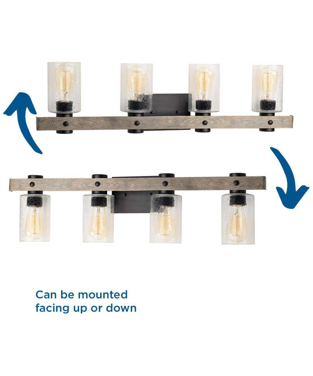 Gulliver 4-Light Clear Seeded Glass Coastal Bath Vanity Light Graphite