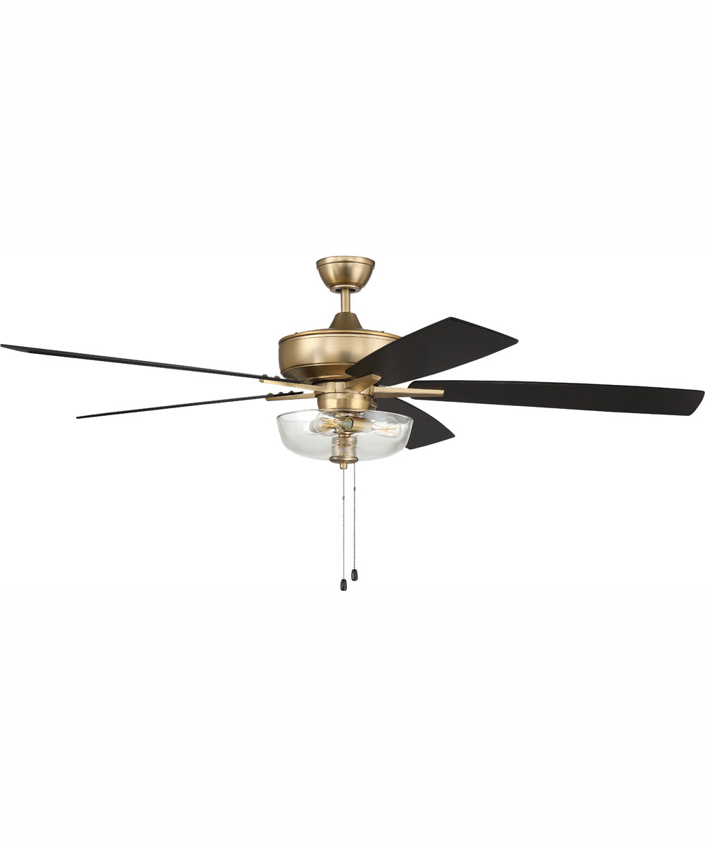60" Super Pro 101 Clear 3-Light Ceiling Fan Satin Brass