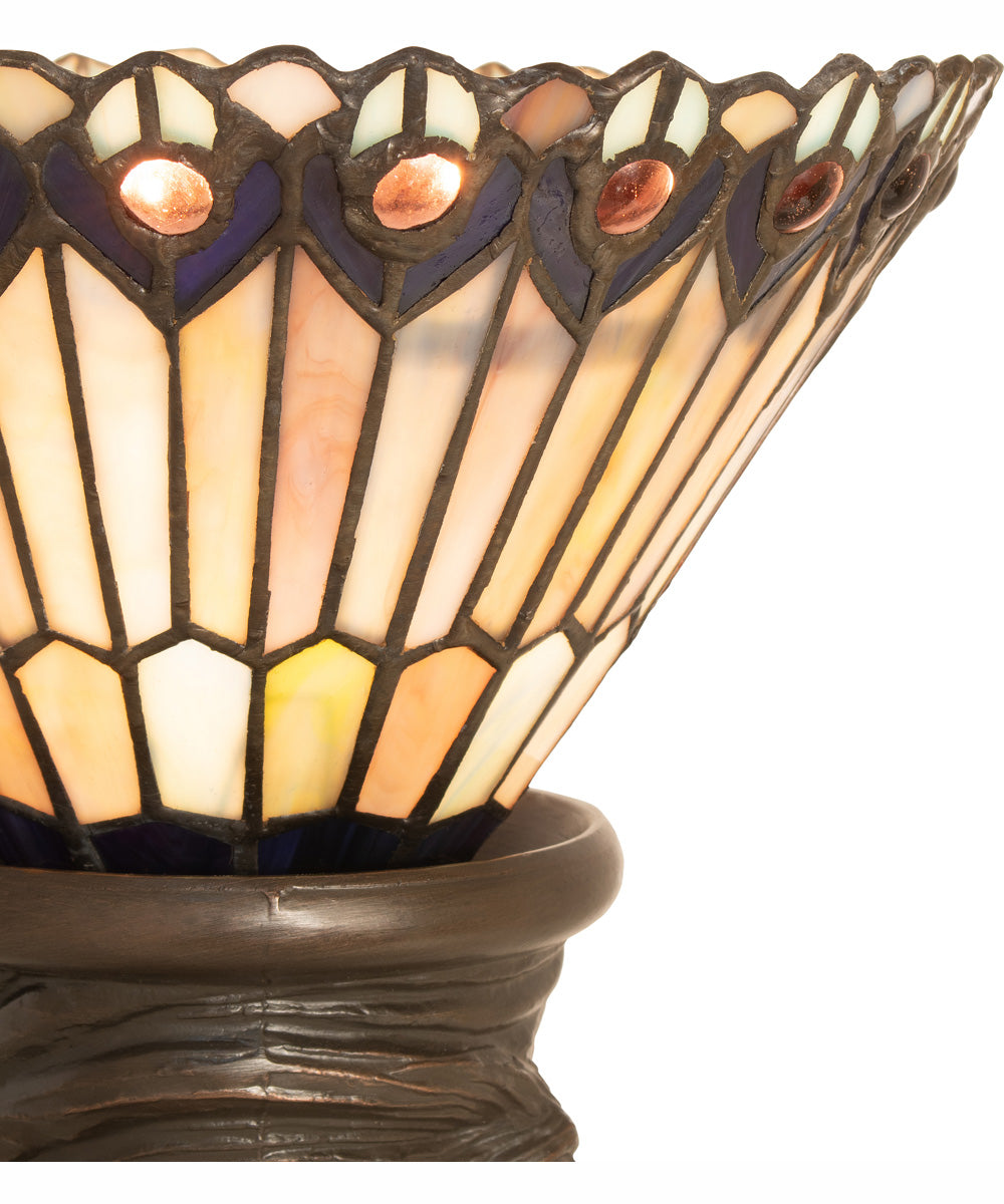 15" High Tiffany Jeweled Peacock Mini Lamp