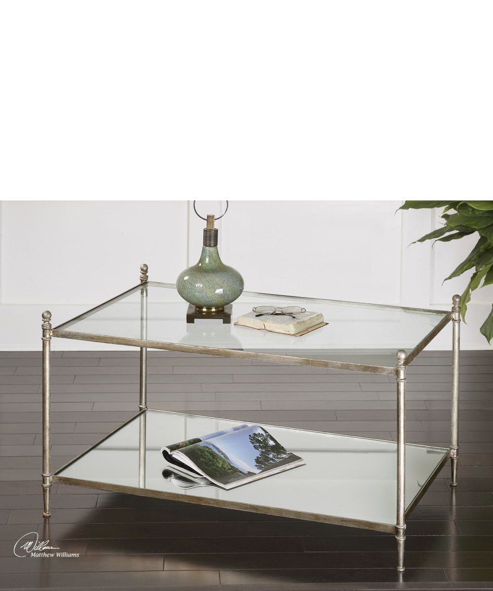 22"H Gannon Mirrored Glass Coffee Table
