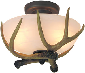 12"W Antler 2-Light Semi Flush European Bronze