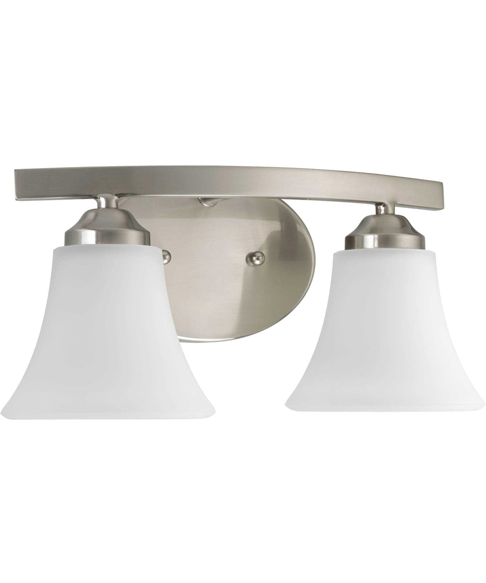 Adorn 2-Light Etched Glass Traditional Bath Vanity Light Brushed Nickel