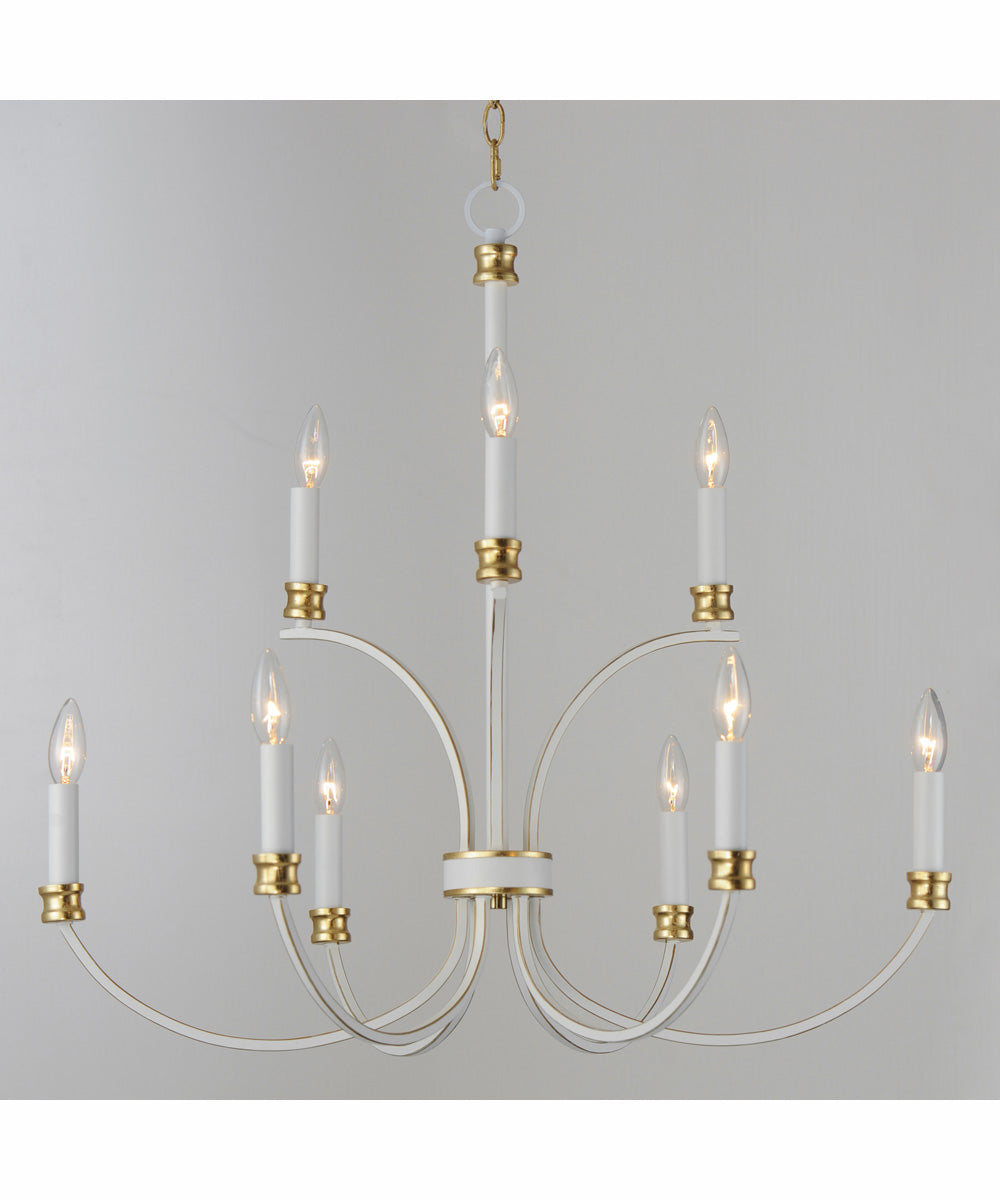 Charlton 9-Light Chandelier Weathered White/Gold Leaf