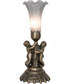 13" High Gray Tiffany Pond Lily Twin Cherub Accent Lamp