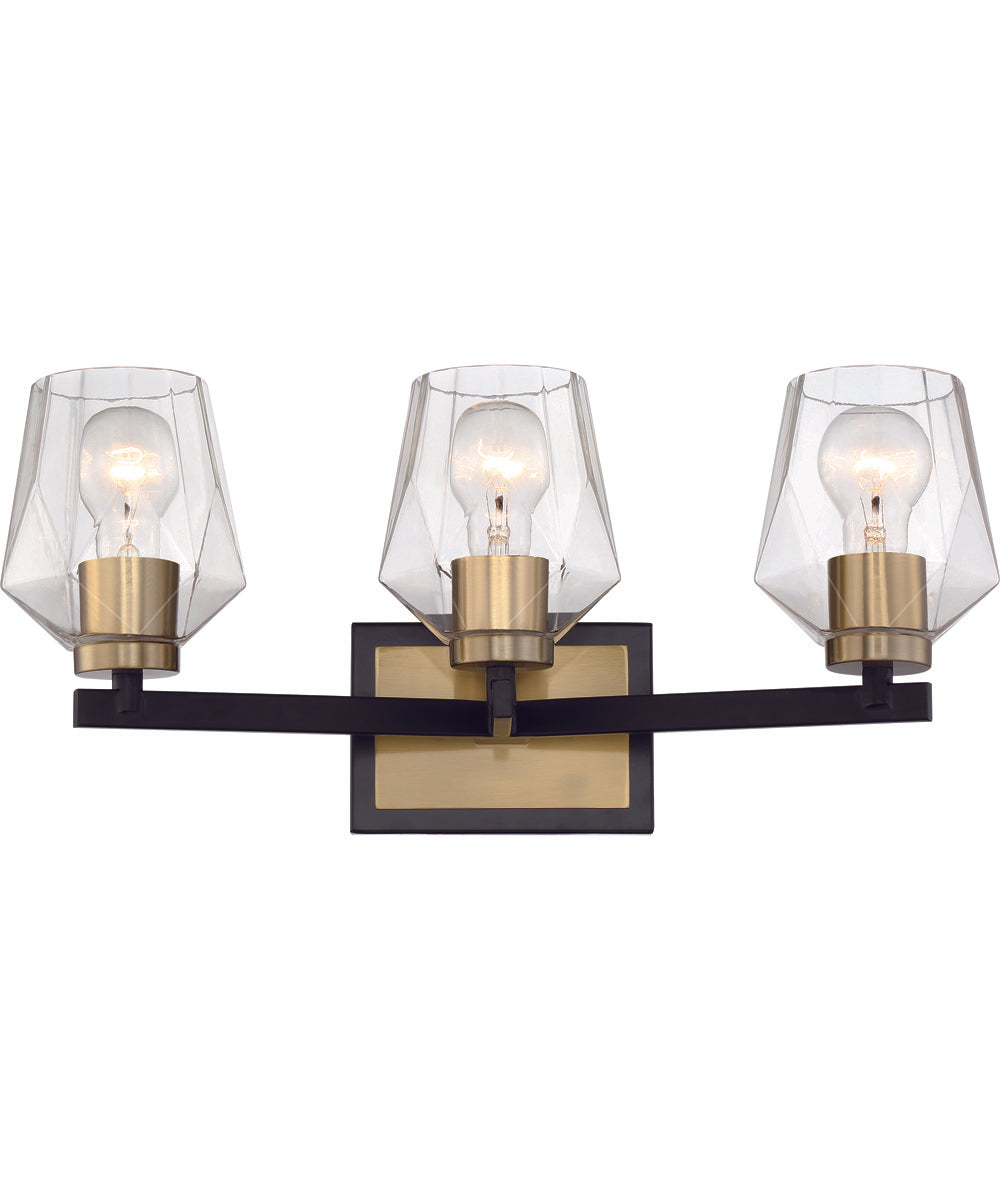 Avante Grand 3-Light Vanity Flat Black/Satin Brass