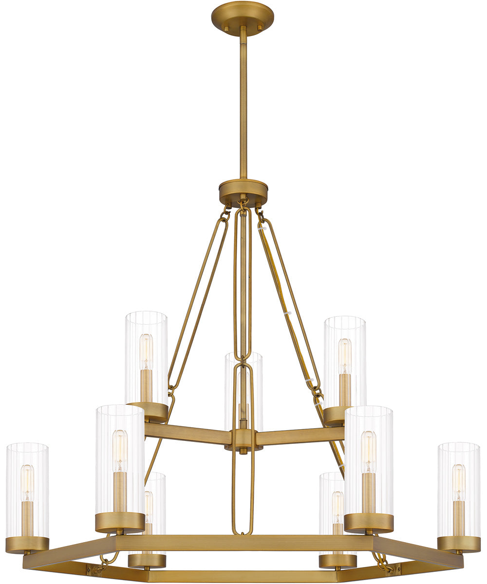 Valens 9-light Chandelier Aged Brass