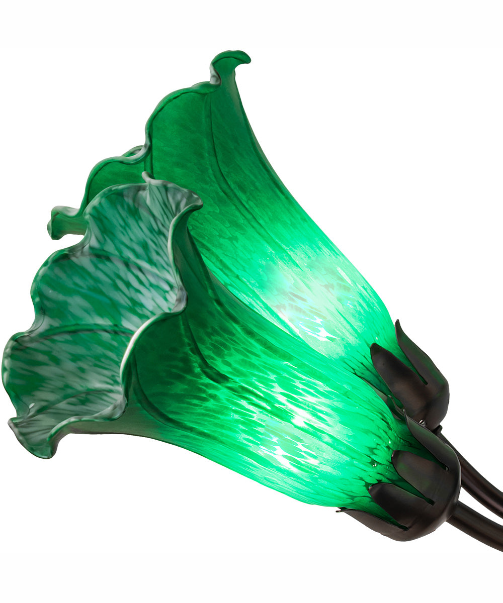 24" Wide Green Tiffany Pond Lily 7 Light Chandelier