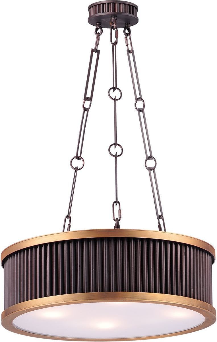 18"W Ruffle 4-Light Pendant Oil Rubbed Bronze and Burnished Brass