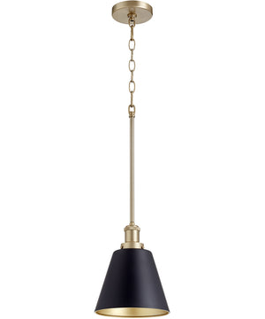 8"W 1-light Pendant Noir w/ Aged Brass