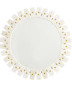 Oval Decorative Mirror In White Marble With Brushed Brass Metal