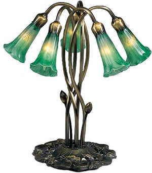 17"H Green Pond Lily 5 Light Accent Lamp