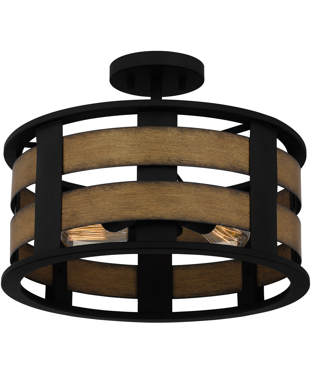 Milton 3-light Semi Flush Mount Matte Black