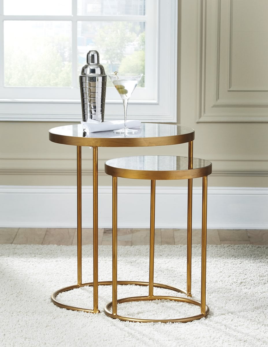 24"H Majaci Accent Table (Set of 2) Gold/White