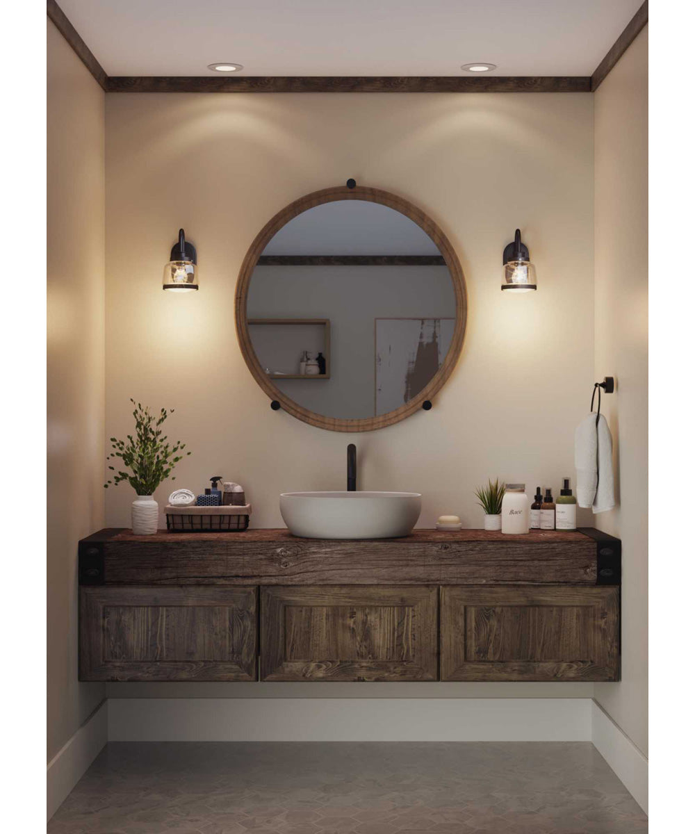 Judson 1-Light Clear Glass Farmhouse Bath Vanity Light Antique Bronze