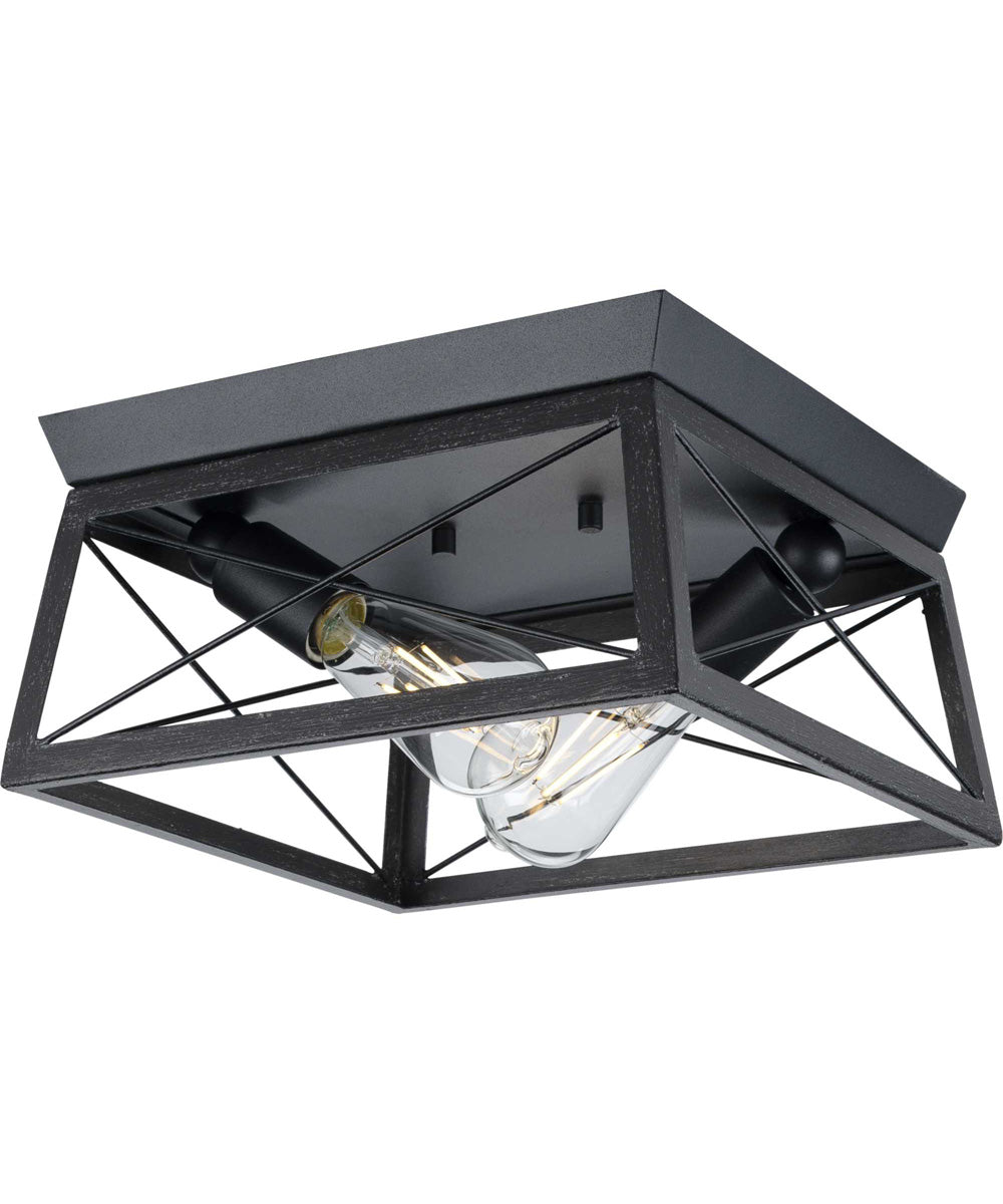 Briarwood 2-Light Textured Cerused Black Farmhouse Style Flush Mount Ceiling Light Textured Black