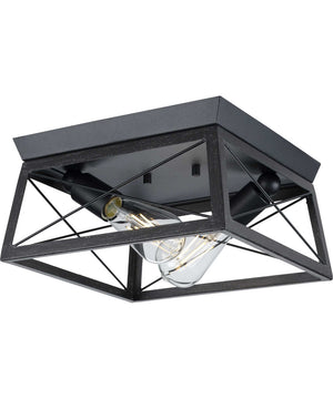 Briarwood 2-Light Textured Cerused Black Farmhouse Style Flush Mount Ceiling Light Textured Black