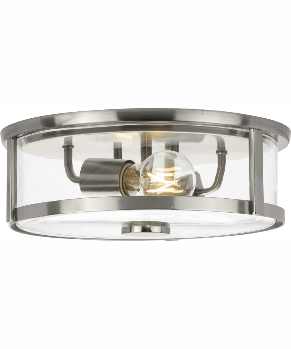 Gilliam 12-5/8 in. 2-Light New Traditional Flush Mount Brushed Nickel