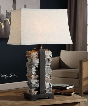 29"H Kodiak Stacked Stone Lamp