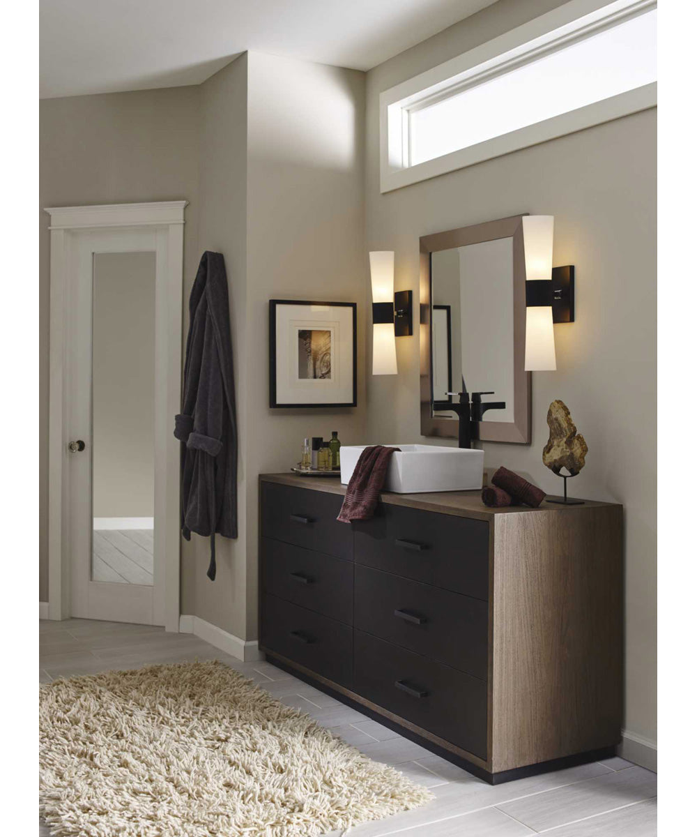 Zura 2-Light Etched Opal Glass Modern Bath Vanity Light Matte Black