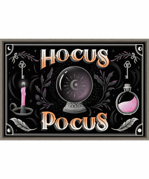 Framed Hocus Pocus Halloween Black by Gia Graham Canvas Wall Art Print (33  W x 23  H), Sylvie Greywash Frame