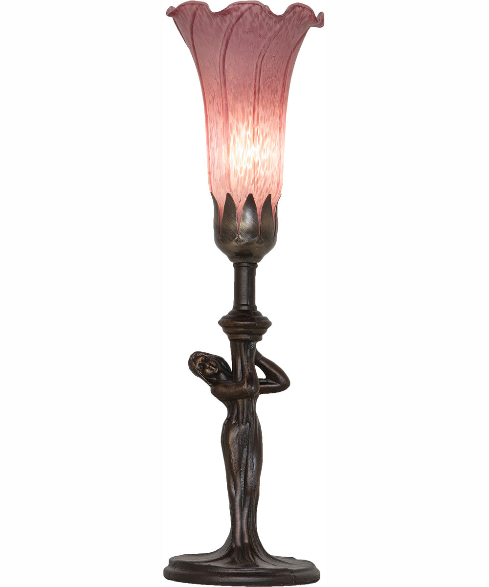 15" High Lavender Tiffany Pond Lily Nouveau Lady Accent Lamp