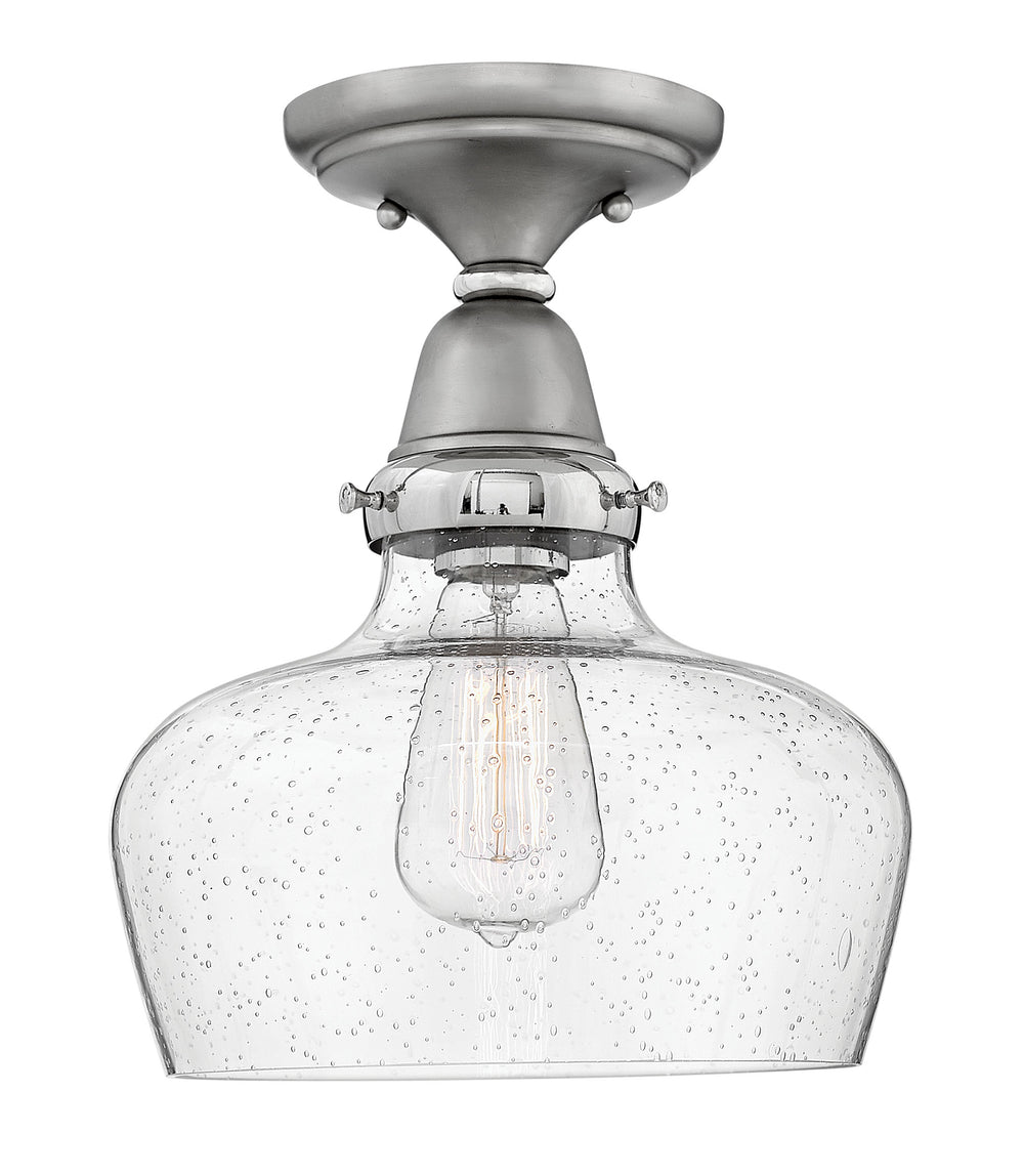 10"W Academy 1-Light Flush Mount in English Nickel