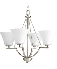 Bravo 4-Light Etched Glass Modern Chandelier Light Brushed Nickel