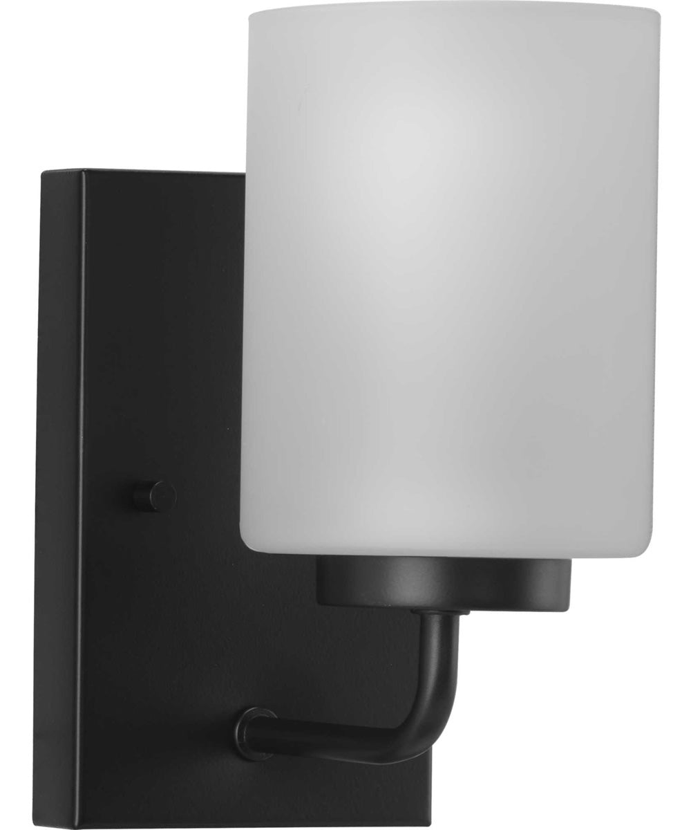 Merry 1-Light Etched Glass Transitional Style Bath Vanity Wall Light Matte Black