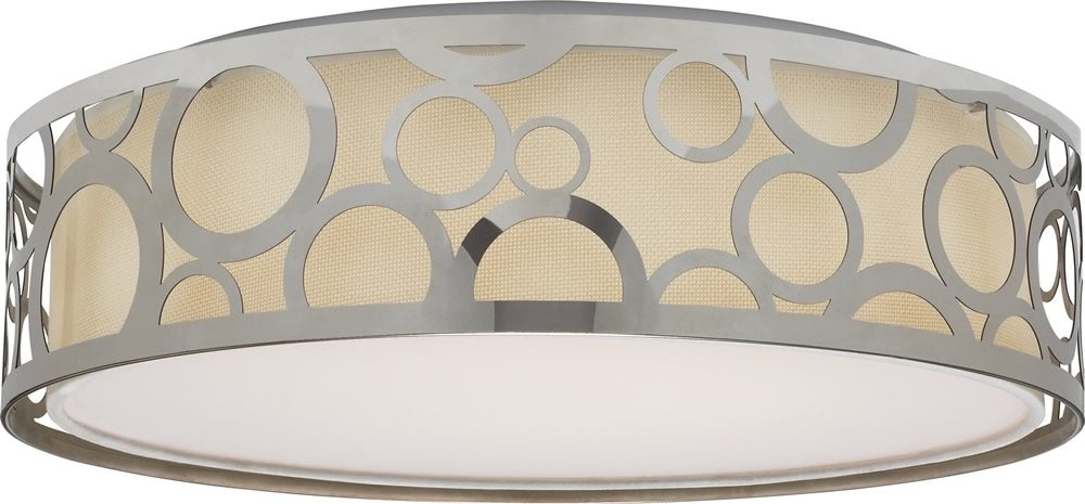15"W 1-Light LED Close-to-Ceiling Polished Nickel