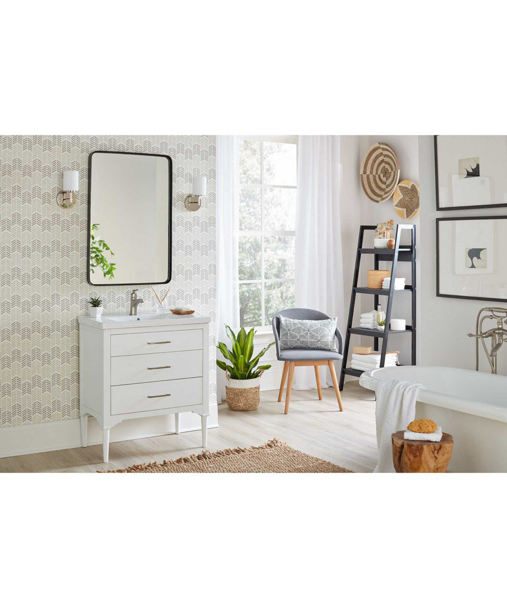 Replay 1-Light Etched White Glass Glass Modern Bath Vanity Light Polished Nickel