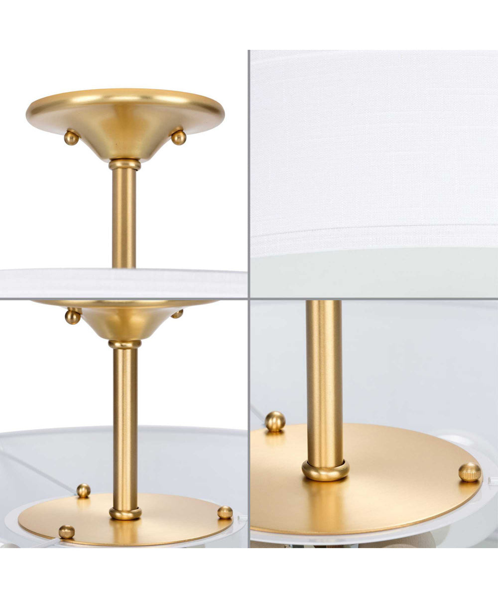 Inspire 18" 3-Light Transitional Summer Linen Glass Semi-Flush Mount Light Satin Brass