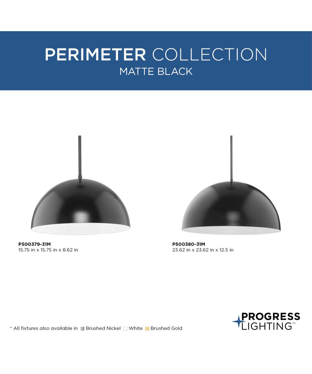 Perimeter 1-Light Mid-Century Modern Pendant with metal Shade Matte Black