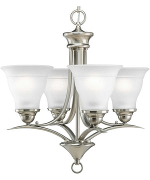Trinity 4-Light Etched Glass Traditional Chandelier Light Brushed Nickel