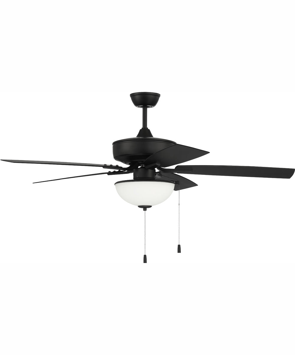 52" Outdoor Pro Plus 211 White 2-Light Indoor/Outdoor Ceiling Fan Flat Black