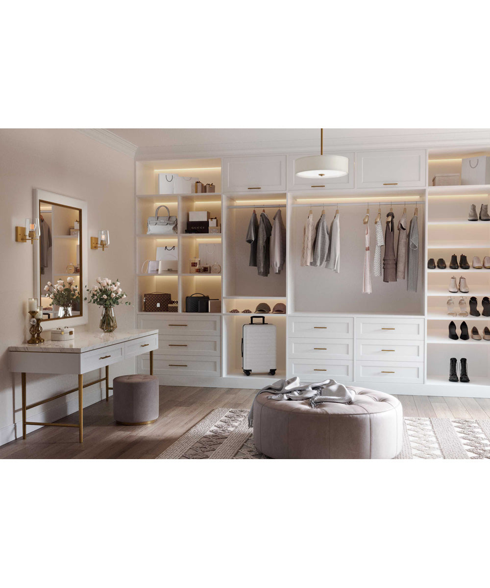 Inspire 18" 3-Light Transitional Summer Linen Glass Semi-Flush Mount Light Satin Brass