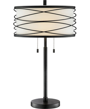 Lumiere 2-Light Table Lamp Outer Metal/Inner Fabric Shade