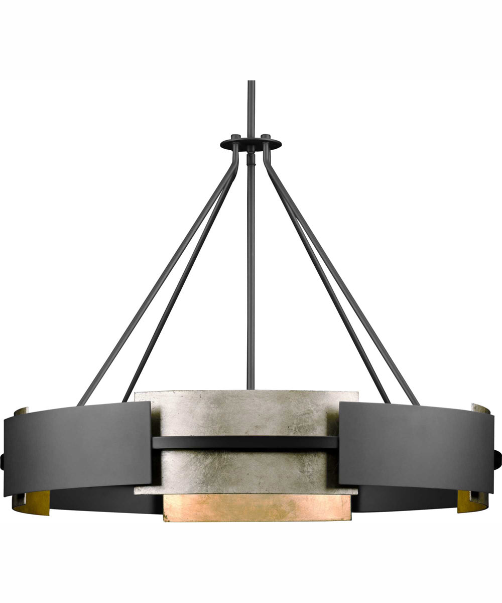 Lowery 6-Light Matte Black/Aged Silver Leaf Industrial Luxe Pendant Matte Black