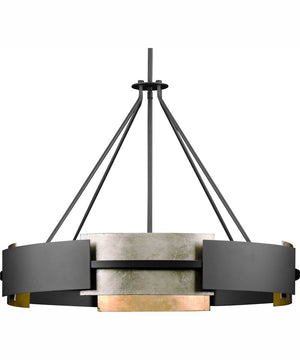 Lowery 6-Light Matte Black/Aged Silver Leaf Industrial Luxe Pendant Matte Black