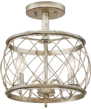 Dury Medium 3-light Semi Flush Mount Century Silver Leaf