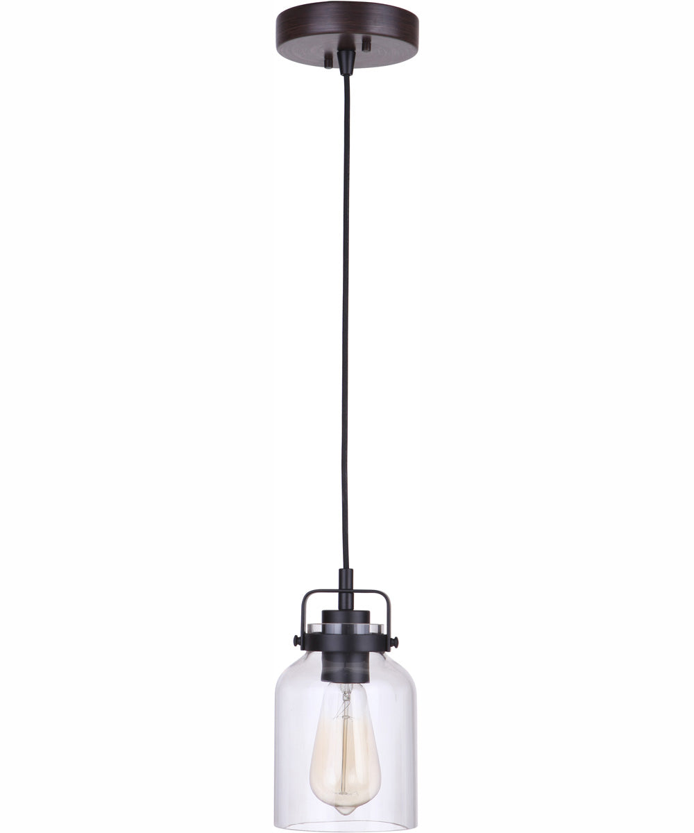 Foxwood 1-Light Mini Pendant Flat Black/Dark Teak