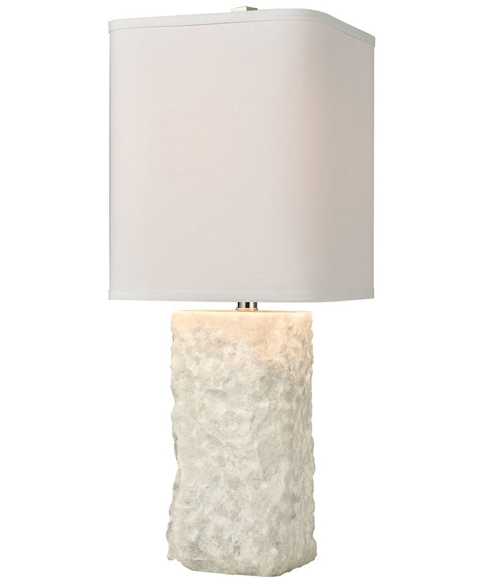 Shivered Stone Table Lamp White/a White Linen Shade
