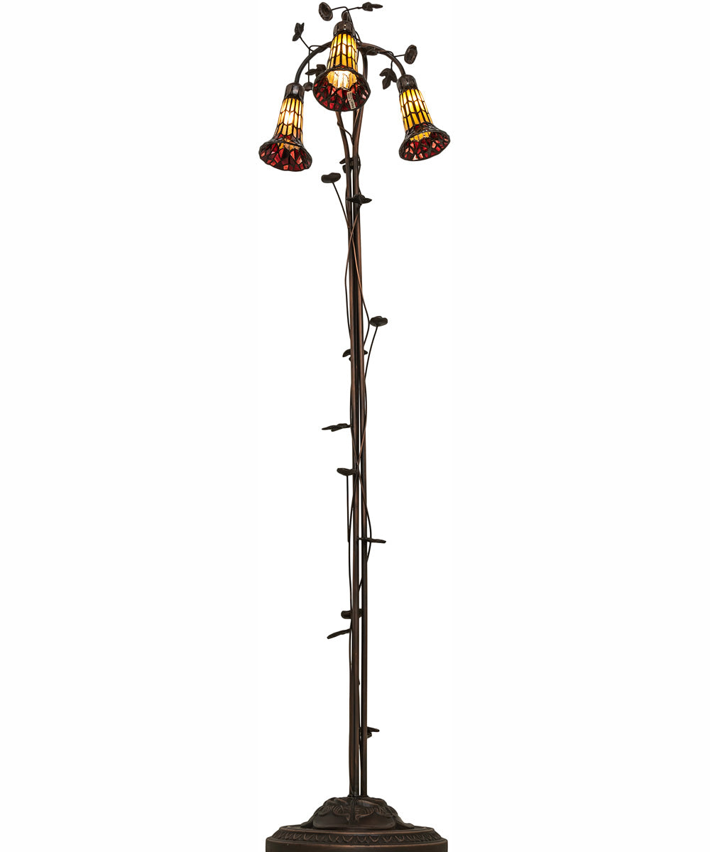 58" High Stained Glass Pond Lily 3 Light Floor Lamp