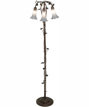 58" High Gray Tiffany Pond Lily 3 Light Floor Lamp
