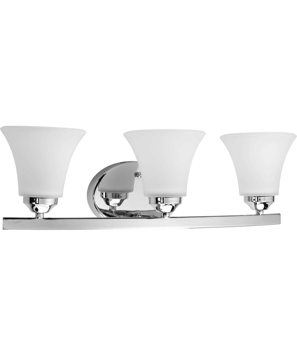 Adorn 3-Light Etched Glass Traditional Bath Vanity Light Polished Chrome