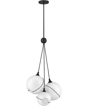 Skye 3-Light Pendant in Black with Cased Opal glass