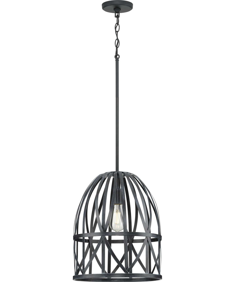 Chastain  1-Light Basket Farmhouse Pendant Light Cerused Black Oak