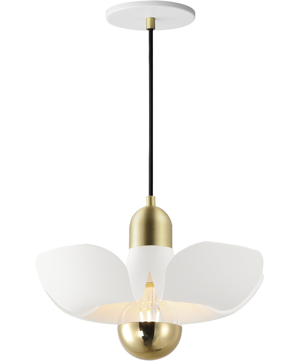 Poppy 12 inch Pendant White/Satin Brass