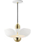 Poppy 12 inch Pendant White/Satin Brass