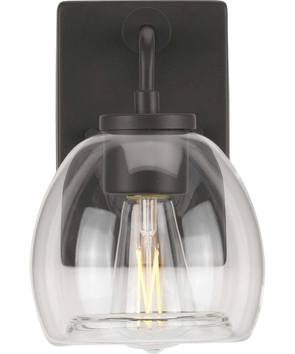 Caisson  1-Light Clear Glass Urban Industrial Bath Vanity Light Graphite