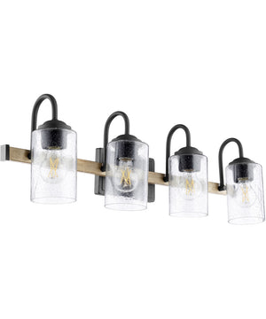4-light Bath Vanity Light Noir w/ Driftwood finish